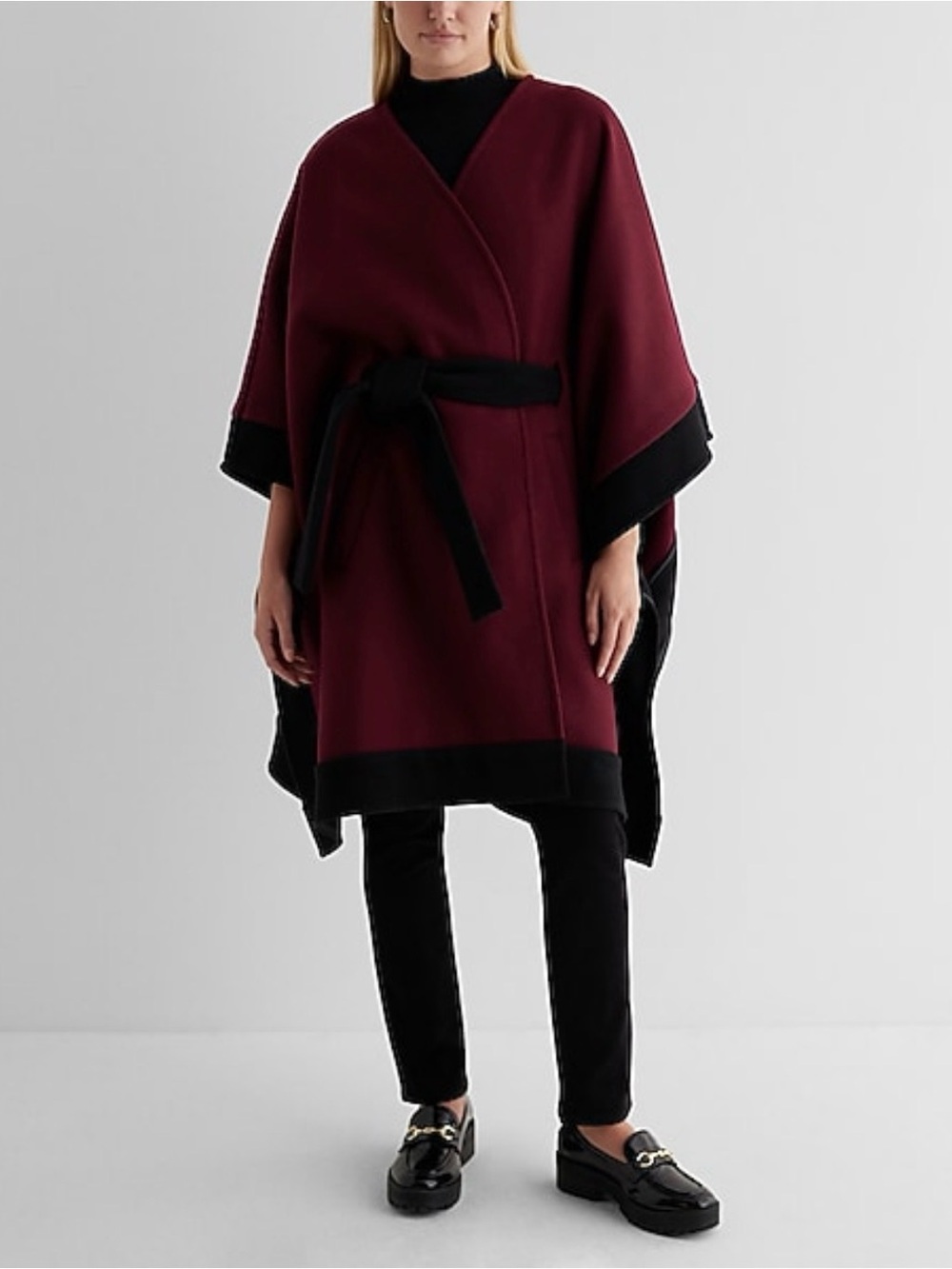NWT Express Color Blacked Belted Cape - size M/L